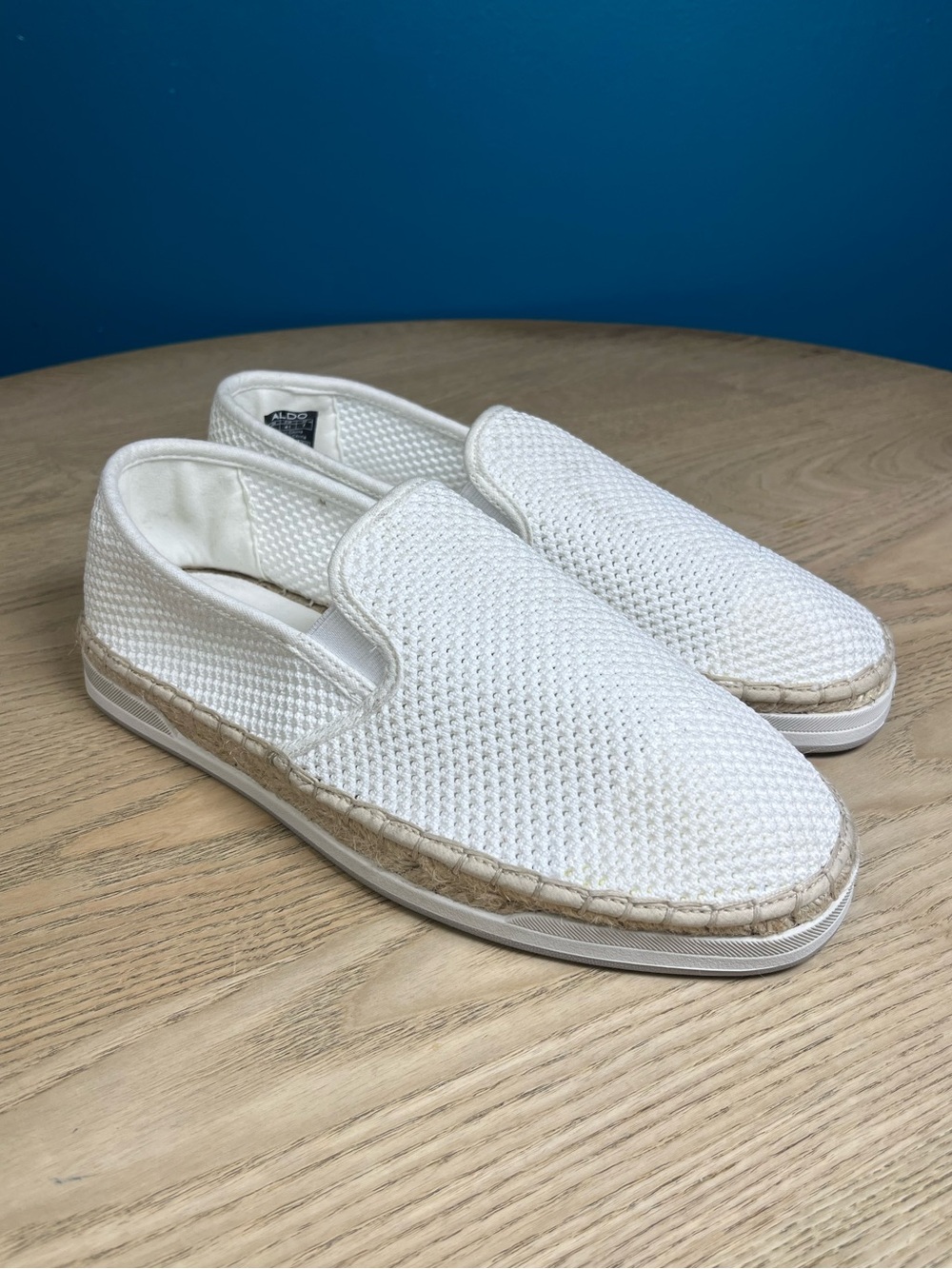 Aldo Men's Johnney White Slip On Woven Espadrille Casual Loafers Size 8